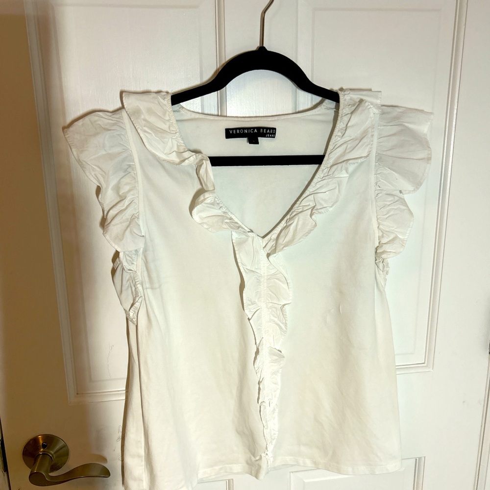 Veronica Beard Ruffle Short Sleeve (sz L)